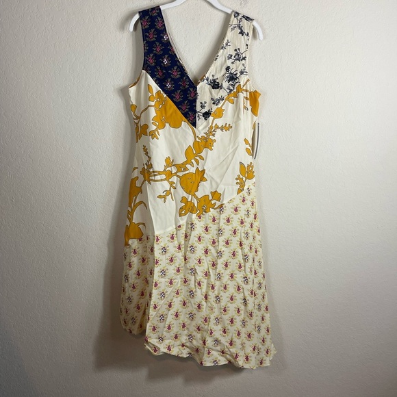 Plenty by Tracy Reese Asymmetric Shift Dress Patchwork Satin Floral Size M NWT - Picture 2 of 12